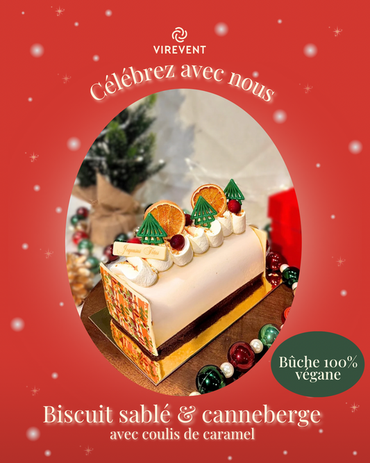 Bûche biscuits sablés & canneberges 100% végane